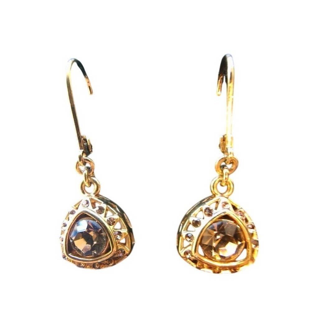 Vintage Givenchy Gold Tone Amber Crystal‎ Necklace and Leverback Earrings Set - Picture 2 of 12